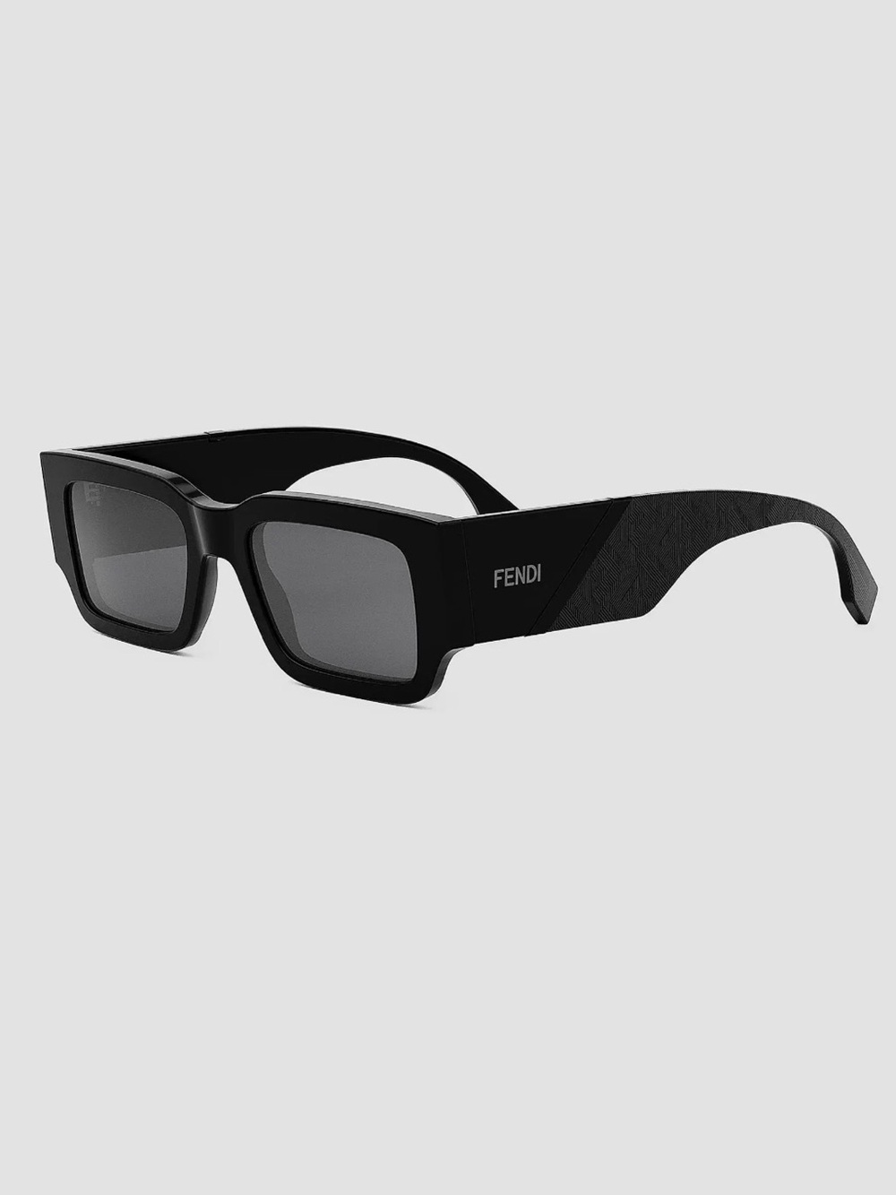 Fendi Black Rectangular Sunglasses with Dark Gray Lenses